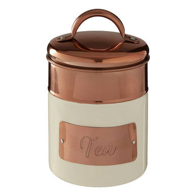 Cream and Copper Tea Canister - Prescott