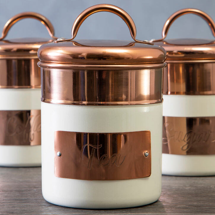 Cream and Copper Tea Canister - Prescott