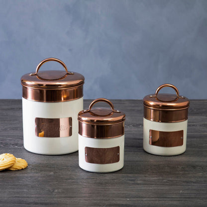 Cream and Copper Tea Canister - Prescott