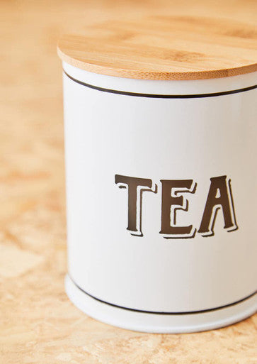 White Metal Tea Canister - Grocer