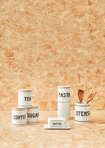White Metal Tea Canister - Grocer