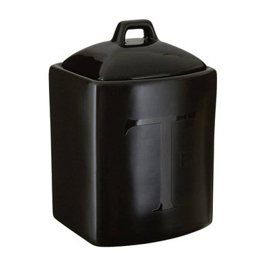 Stoneware Tea Canister - Black Text