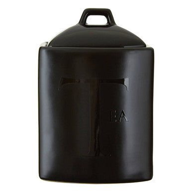 Stoneware Tea Canister - Black Text