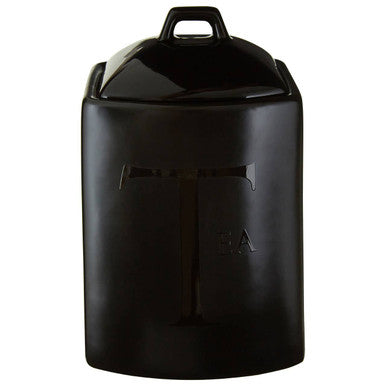 Stoneware Tea Canister - Black Text