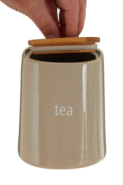 Beige Ceramic Tea Canister - Fletcher